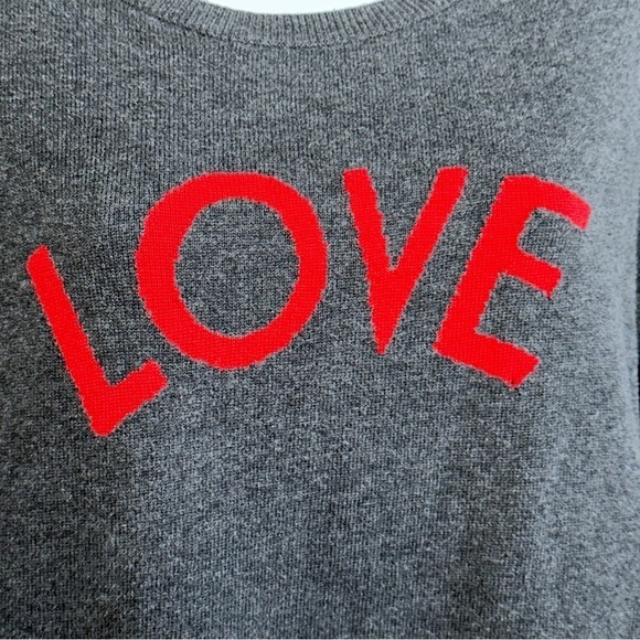 HALOGEN Valentines LOVE Sweater Gray Red Graphic Cotton Blend - Picture 8 of 10